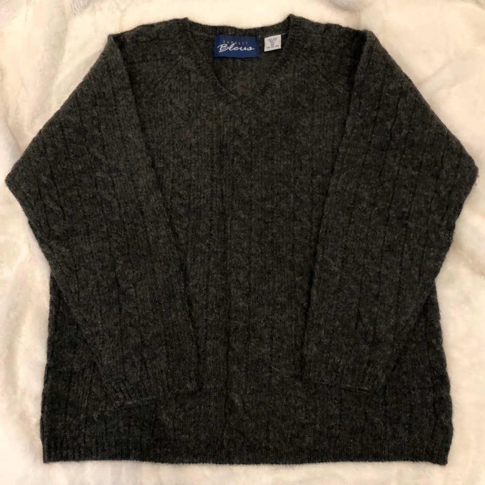 Express Heather Green V Neck Sweater